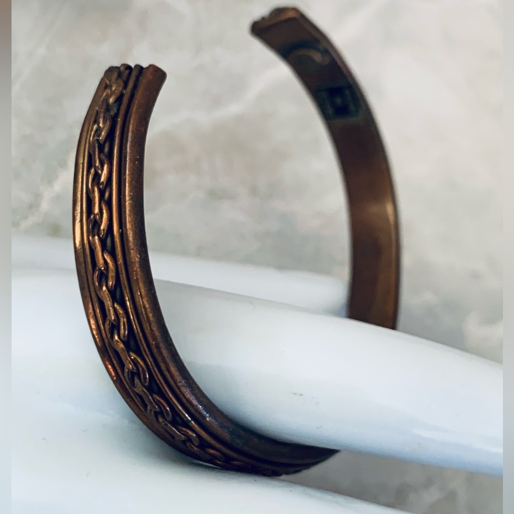 Vintage Solid Copper Braided Rope Design Cuff Bra… - image 3